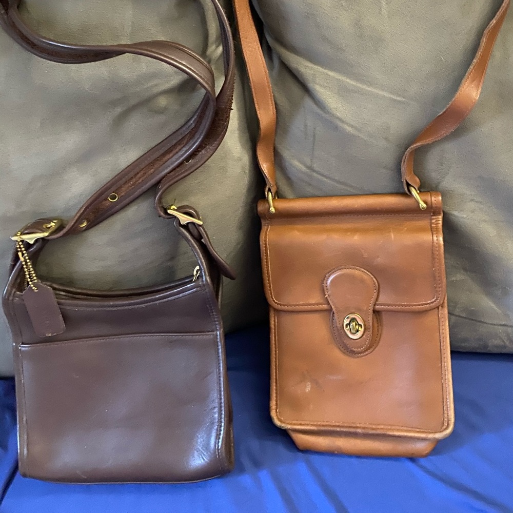 Vintage coach crossbody purses- dark brown & tan